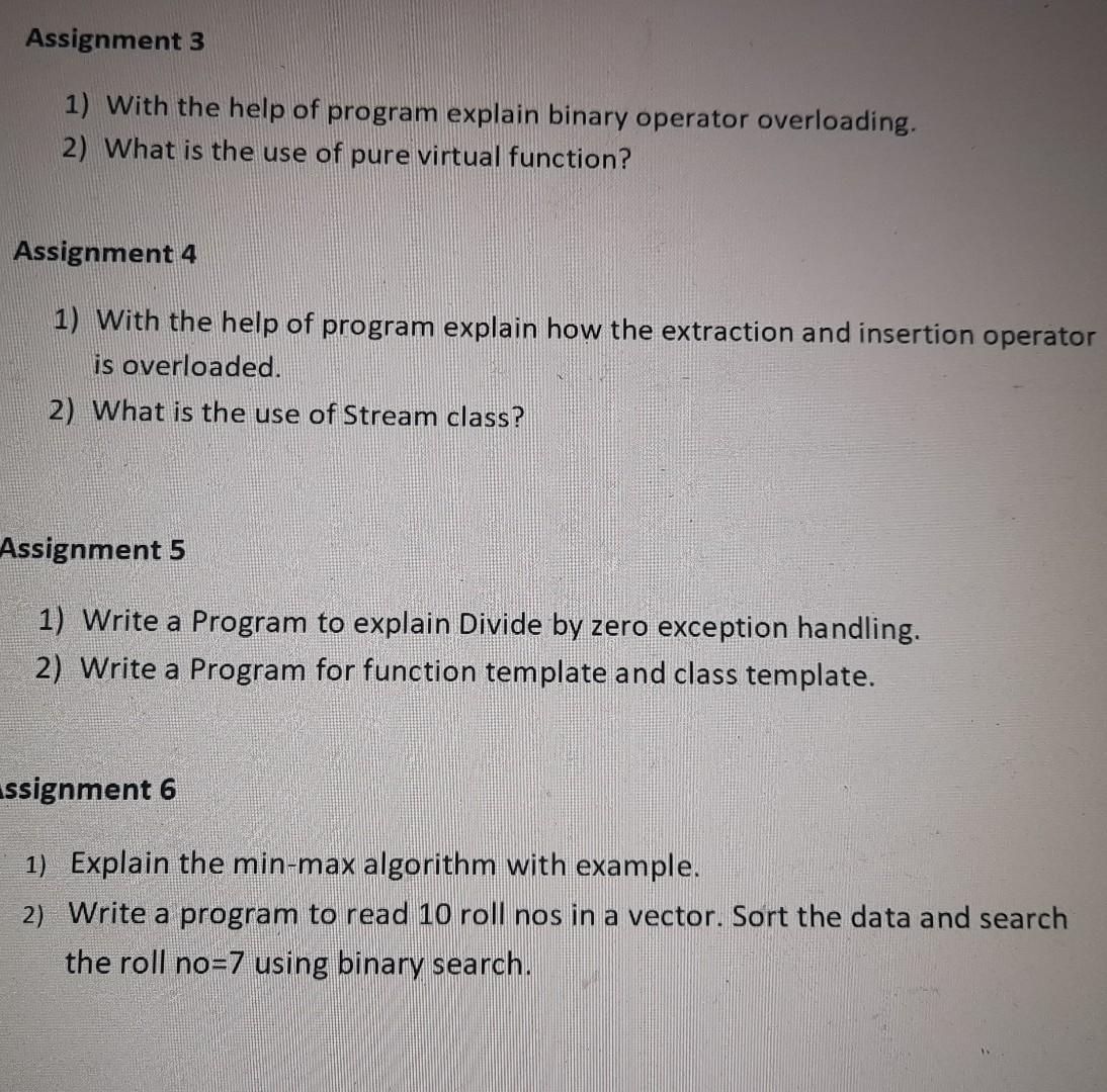 Solved Assignment 3 1) With the help of program explain | Chegg.com