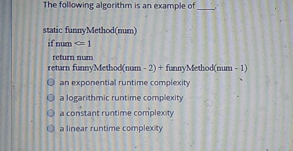 Solved The following algorithm is an example of static | Chegg.com