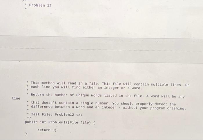 Solved - This method will read in a file. This file will | Chegg.com
