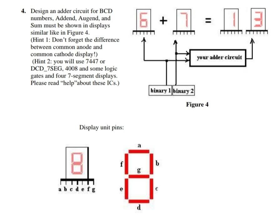 Solved 16 + 11 4. Design an adder circuit for BCD numbers, | Chegg.com