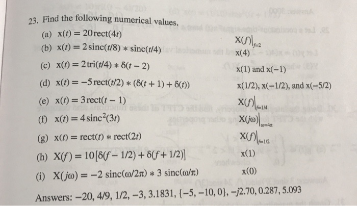 Solved X F 2 23 Find The Following Numerical Values A Chegg Com