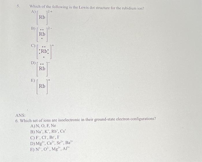 electron dot structure for rubidium