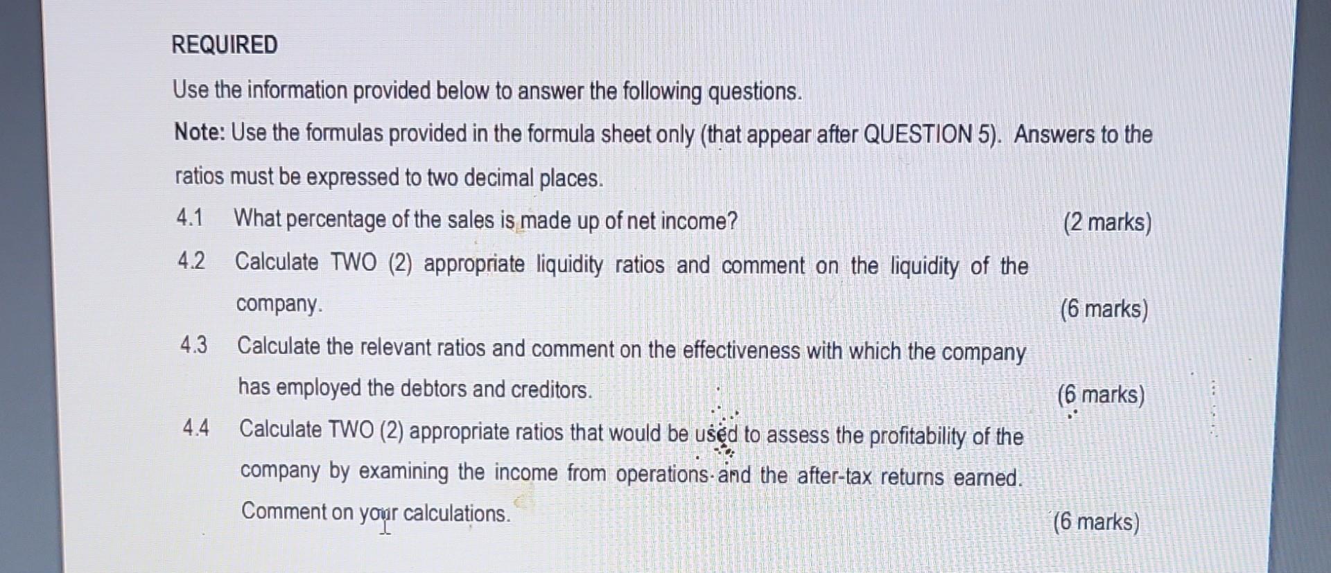 Solved Use the information provided below to answer the | Chegg.com