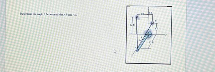 Solved Determine the angle 0 between cables AB and AC K 12 | Chegg.com