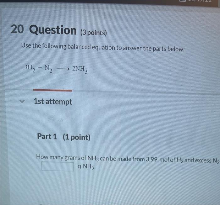 Solved Use The Following Balanced Equation To Answer The | Chegg.com