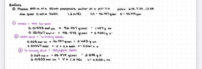 Solved Buffers O Prepare 500 mt of a 50 m phosphate buffer | Chegg.com