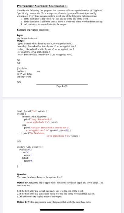 Programming Assignment Specification Consider the | Chegg.com