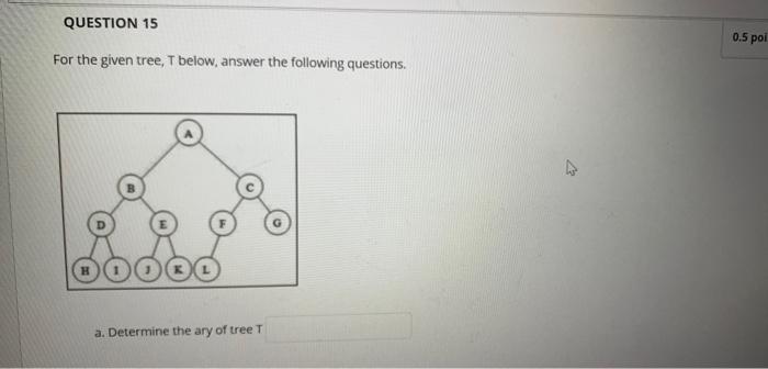 Solved QUESTION 16 For the above tree T, List the terminal | Chegg.com