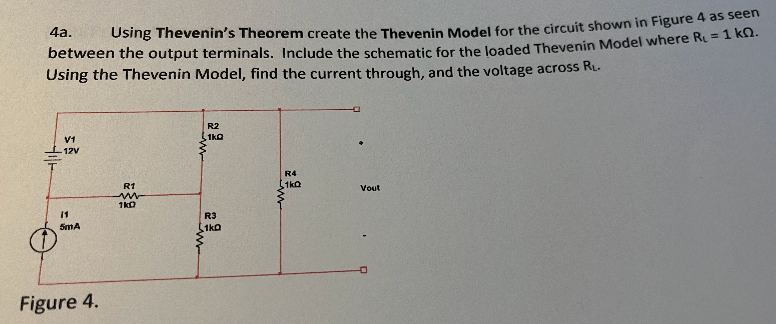 Solved 4a. ﻿Using Thevenin's Theorem create the Thevenin | Chegg.com