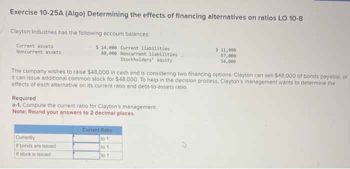 Solved Exercise 10.25A (Algo) Determining the effects of | Chegg.com