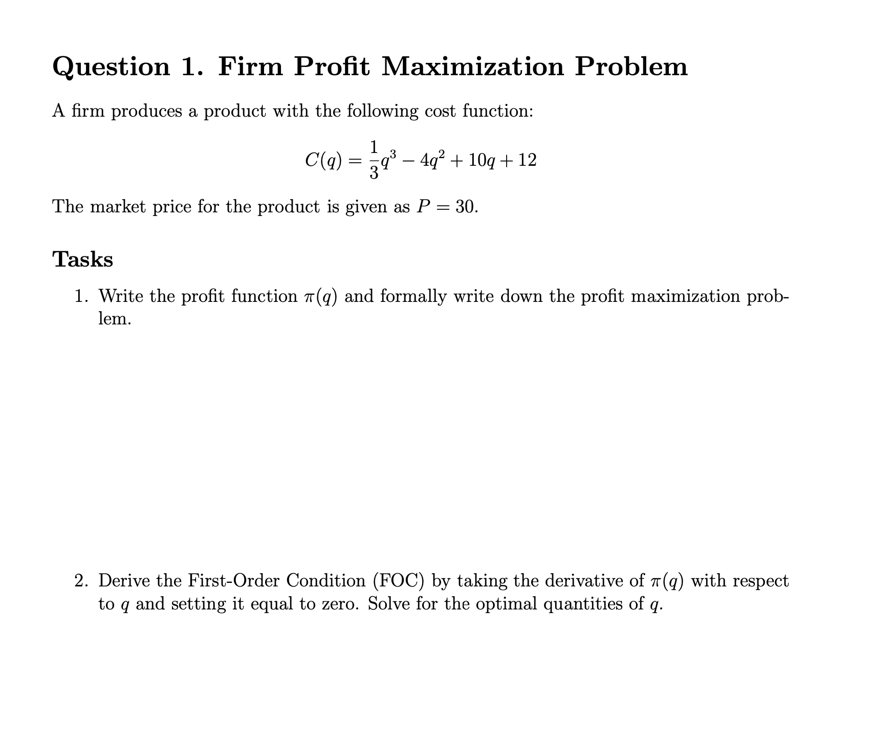 Maximizing Profits Math Problem Solved Question 1. Firm Profit Maximization ProblemA firm | Chegg.com