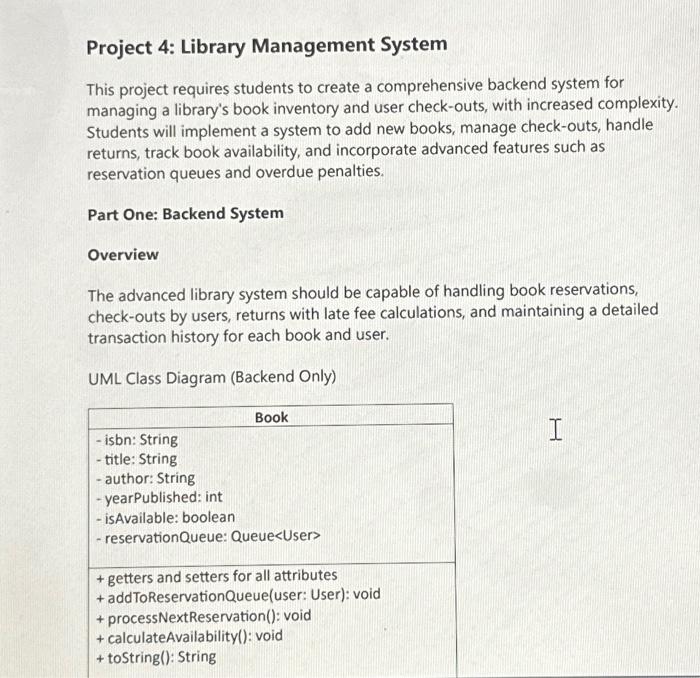 Solved Project 4: Library Management System This project | Chegg.com