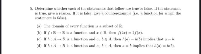 Solved 5. Determine whether each of the statements that | Chegg.com