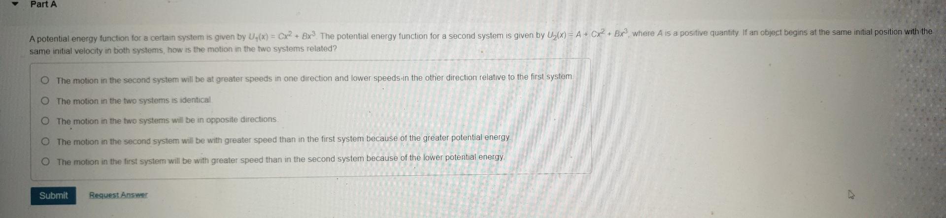 Solved A potential energy function for a certain system is | Chegg.com