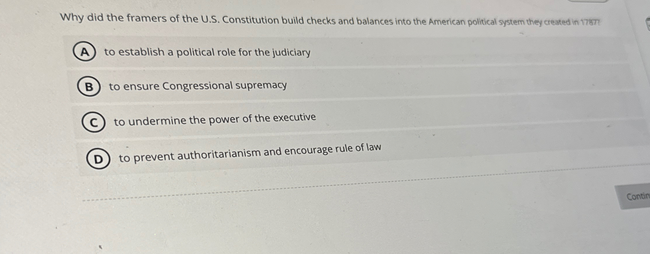 Solved Why did the framers of the U.S. ﻿Constitution build | Chegg.com