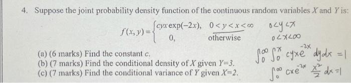Solved Suppose the joint probability density function of the | Chegg.com