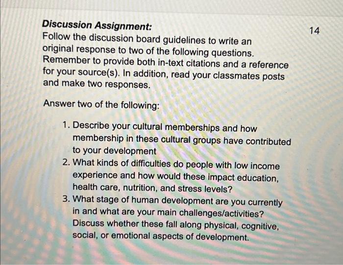 Solved 14 Discussion Assignment: Follow the discussion board | Chegg.com