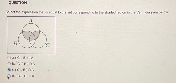 Solved Select the expression that is equal to the set | Chegg.com