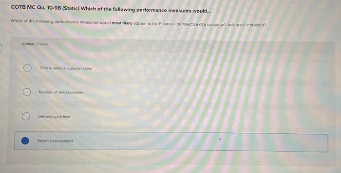 Solved COTB MC Qu. 10-58 (Static) Which Of The Following | Chegg.com