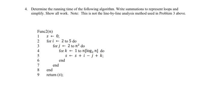 Solved Determine the running time of the following | Chegg.com
