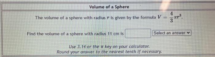 Solved The volume of a sphere with radius r is given by the | Chegg.com
