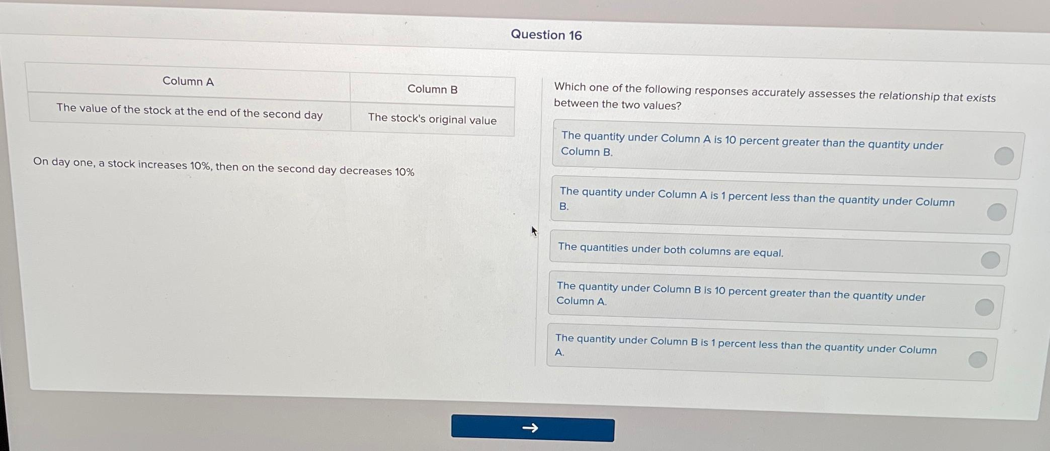 Solved Question 16\table[[Column A,Column B],[The value of | Chegg.com
