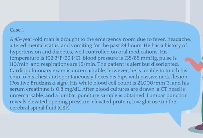 Solved Case 1 A 45-year-old man is brought to the emergency | Chegg.com