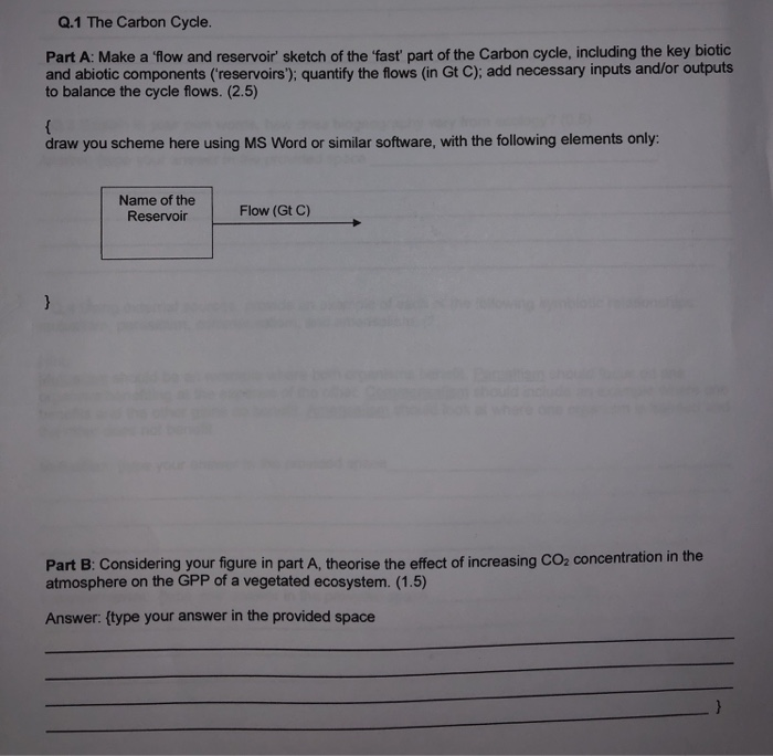 Solved Q.1 The Carbon Cycle. Part A: Make a flow and | Chegg.com