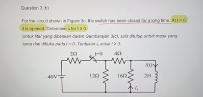Solved Question 3 (b)For the circuit shown in Figure 3c, | Chegg.com