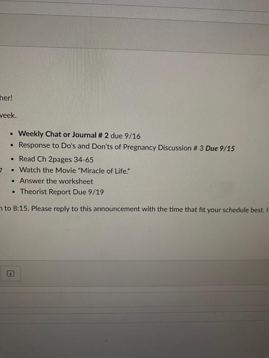 Weekly Chat or Journal \# 2 due 9/16 - Response to | Chegg.com