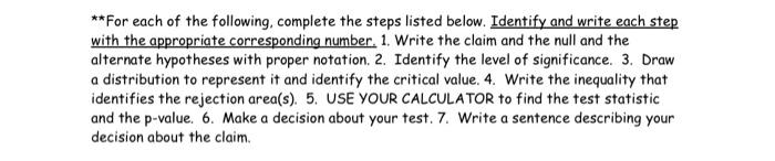 Solved ** For Each Of The Following, Complete The Steps | Chegg.com