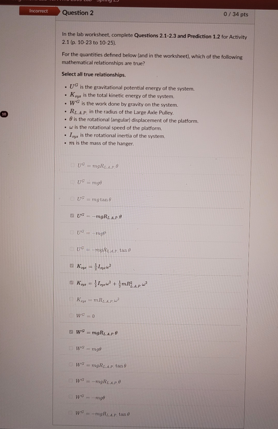 Solved Question 2034 ﻿ptsIn the lab worksheet, complete | Chegg.com