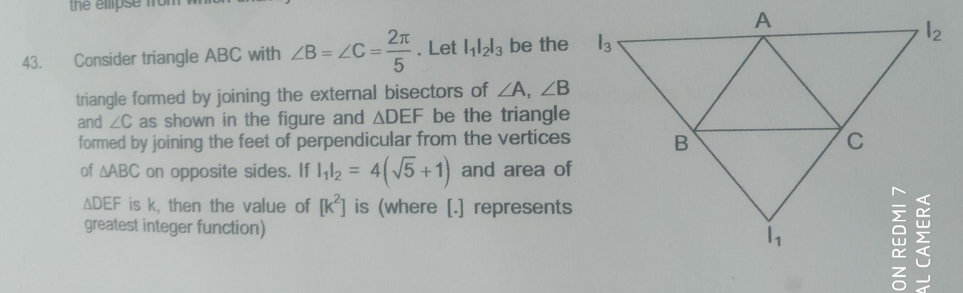 Solved triangle formed by joining the external bisectors of | Chegg.com