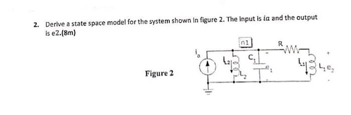 Solved ni 2. Derive a state space model for the system shown | Chegg.com