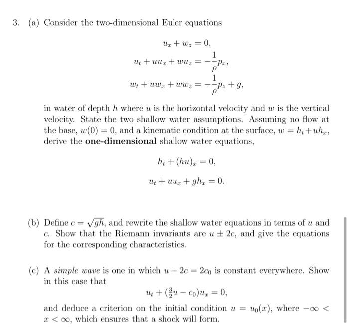 Solved 3. (a) Consider the two-dimensional Euler equations | Chegg.com