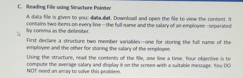 Solved C. Reading File using Structure Pointer A data file | Chegg.com