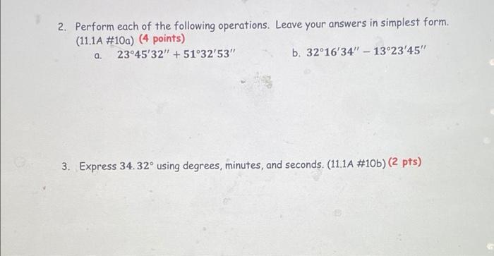Solved 2. Perform each of the following operations. Leave | Chegg.com
