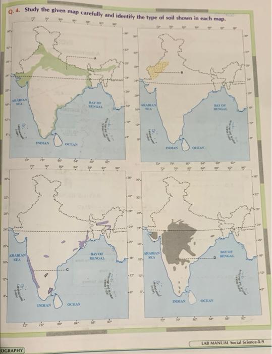 202 Q.4. Study the given map carefully and identify | Chegg.com