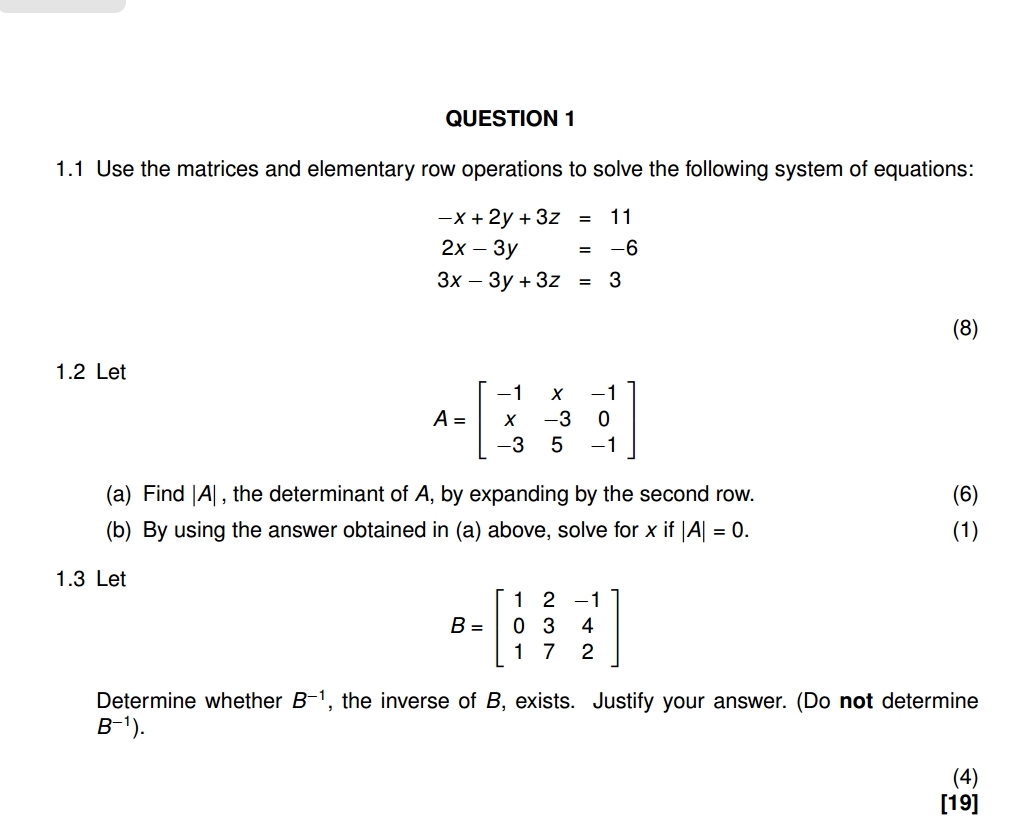 Solved QUESTION 11.1 ﻿Use the matrices and elementary row | Chegg.com