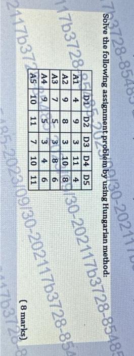 hungarian method assignment problem questions