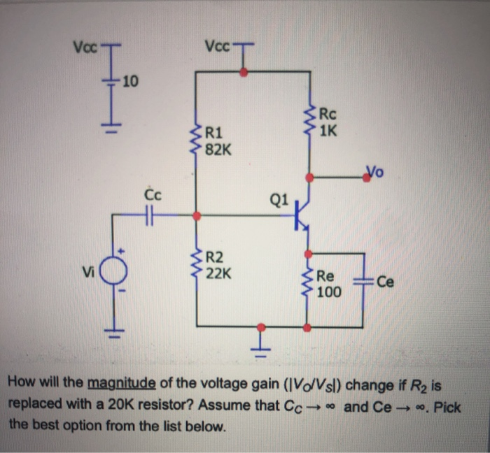 Solved answer options: A: the gain will increase by a factor | Chegg.com