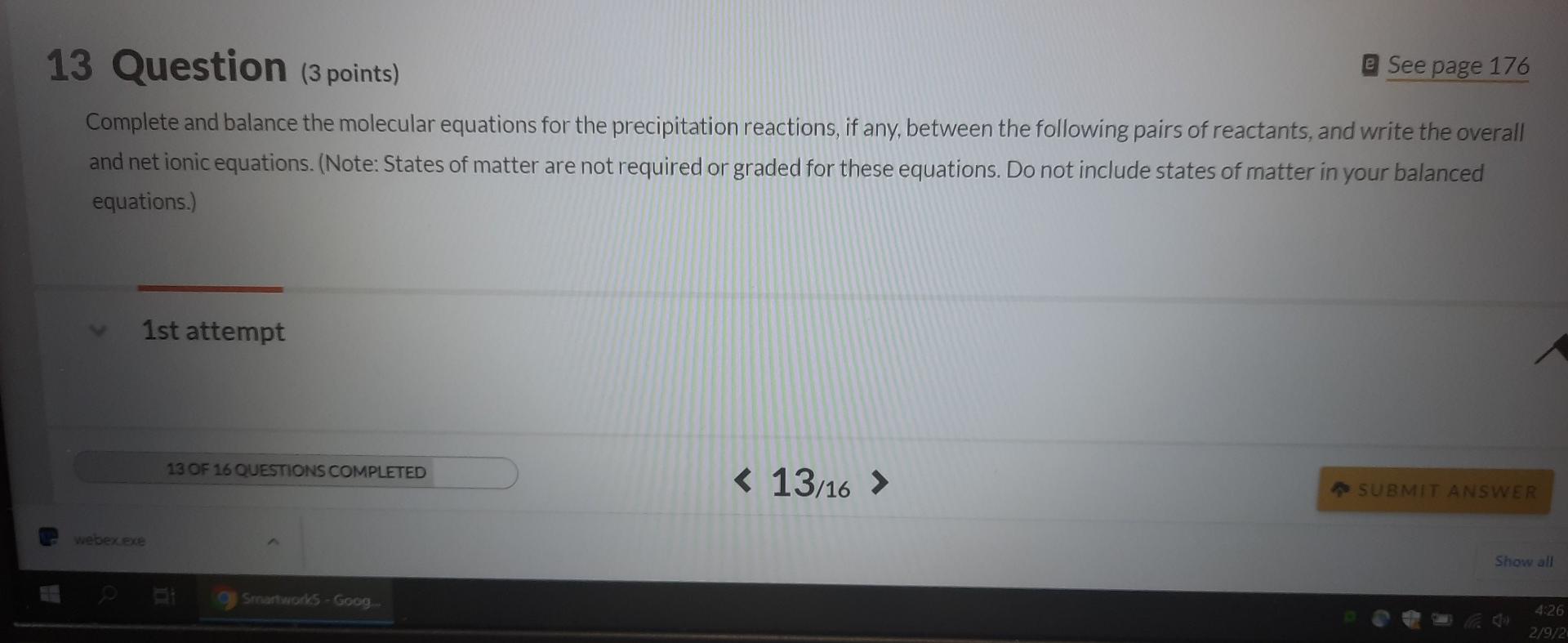 Solved 13 Question (3 points) e See page 176 Complete and | Chegg.com