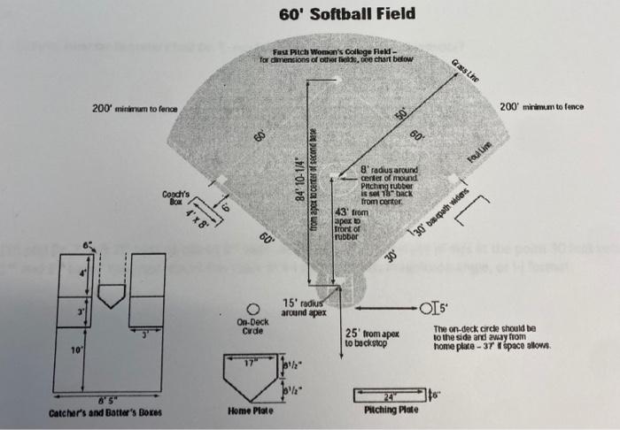 Solved 60' Softball Field Fast Pitchs Women's College Flek - | Chegg.com