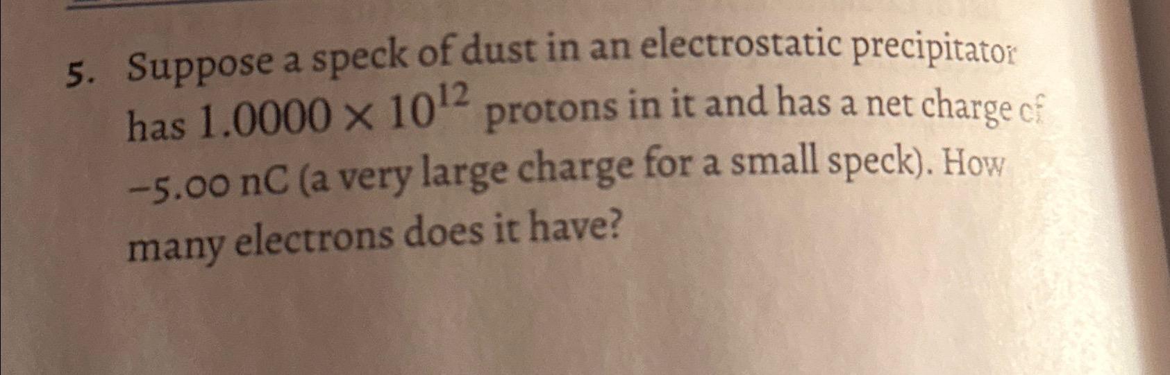 Solved Suppose a speck of dust in an electrostatic | Chegg.com