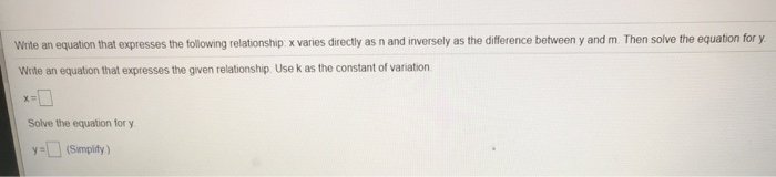 Solved Write an equation that expresses the following | Chegg.com