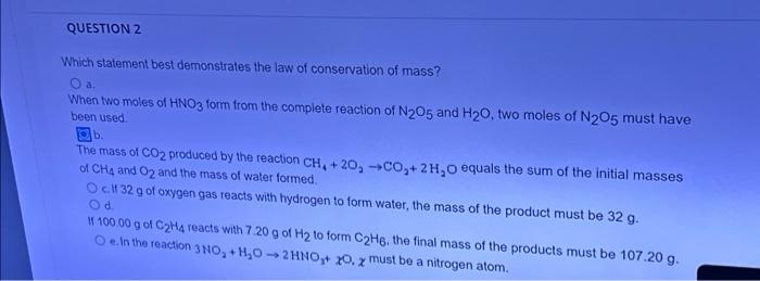 Solved QUESTION 2 Which statement best demonstrates the law