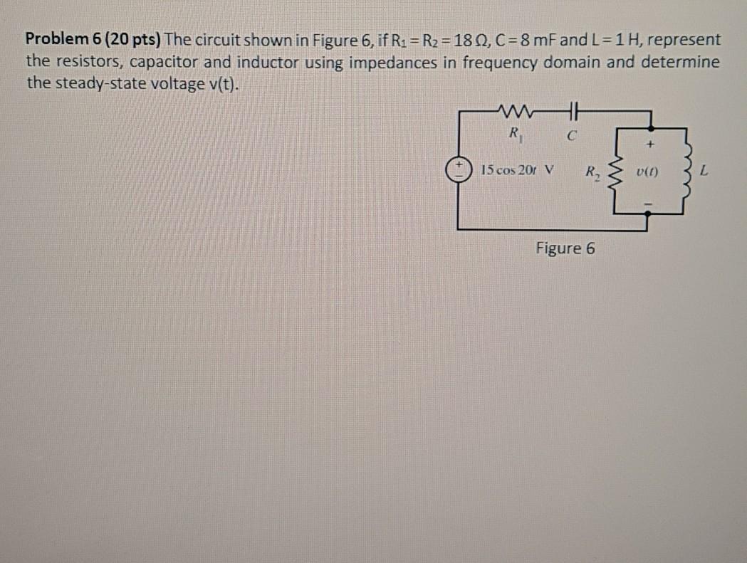 Solved Problem 6 (20 pts) The circuit shown in Figure 6, if | Chegg.com