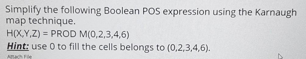 Solved Simplify the following Boolean POS expression using | Chegg.com