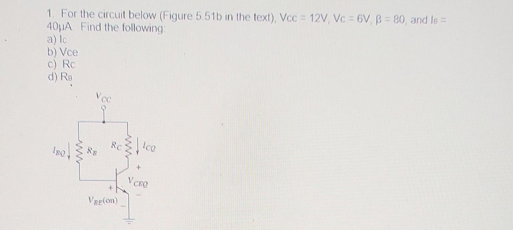 Solved 1. For The Circuit Below (Figure 5.51 B In The Text), | Chegg.com