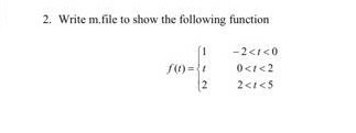 Solved 2. Write m, file to show the following function 1 = 1 | Chegg.com